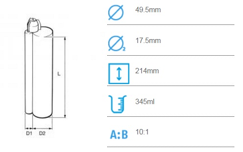 CBM 330 Соотношение смешивания (10:1) (314ml + 31ml)