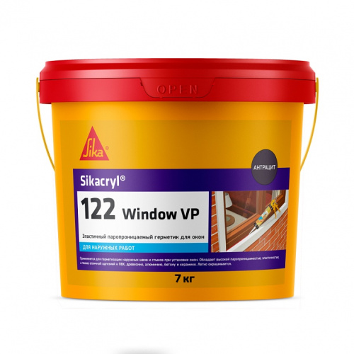 Sikacryl®-122 Window VP - эластичный паропроницаемый акриловый герметик 7 кг Белый