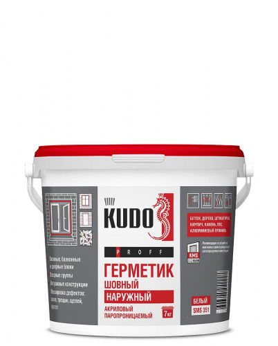 KUDO SMS 351 Герметик акриловый паропроницаемый шовный наружный PROFF 7 кг