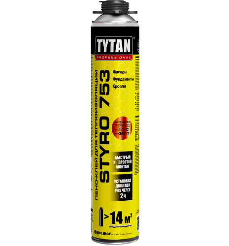 Tytan Professional Styro 753 пено-клей для теплоизоляции всесезонный пистолетный 750 мл