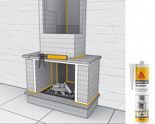 SikaSeal®-419 Heat Cement – высокотемпературный силикатный герметик для печей и каминов 300 мл Черный - 784901