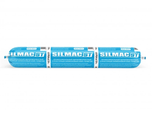 Структурный профессиональный однокомпонентный силиконовый клей-герметик SILMAC ST 590 мл Черный