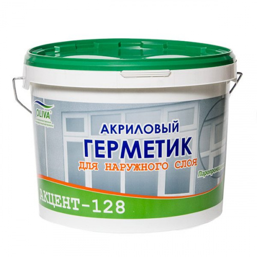 Герметик Акцент 128, паропроницаемый акриловый 15 кг Белый