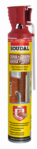 Монтажная пена SOUDAL ОКНА-ДВЕРИ с аппликатором Genius Gun 750 мл